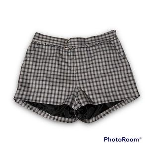PLAID BELTED SHORTS